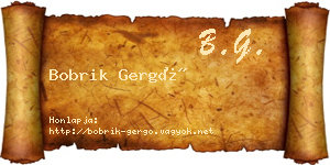 Bobrik Gergő névjegykártya